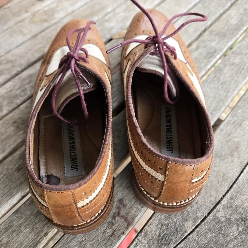 Johnston & Murphy Tan Calfskin Wingtip Shoes Good Condition Gently Used - Picture 4 of 9